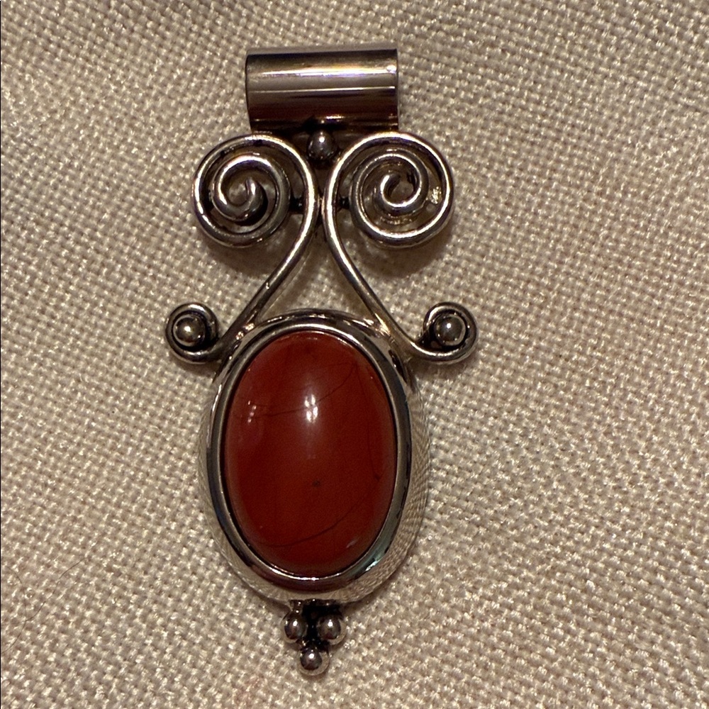 Silver and Red Pendant